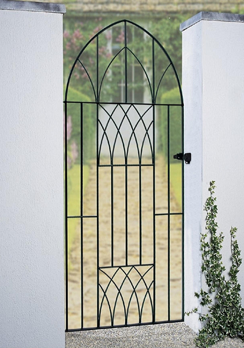 Gothic style wrought iron side gate