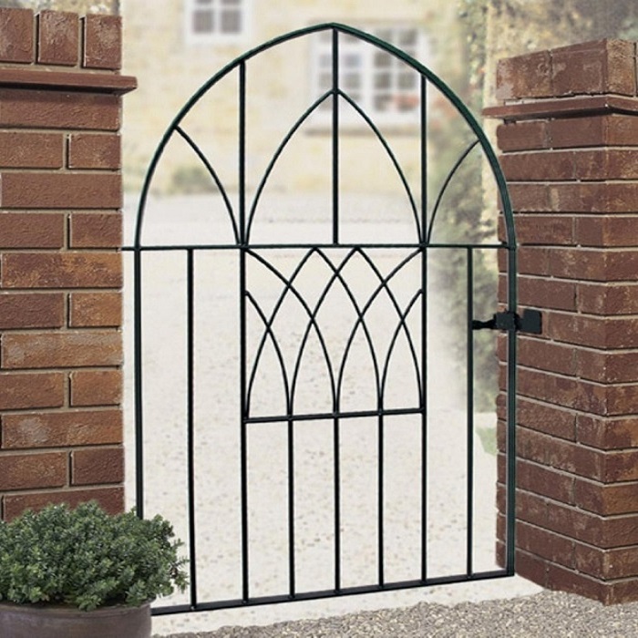 Abbey low bow wrought iron garden gate design
