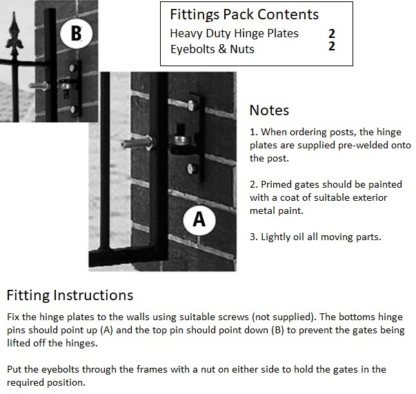 Royale Grange side gate adjustable hinges and latch layout