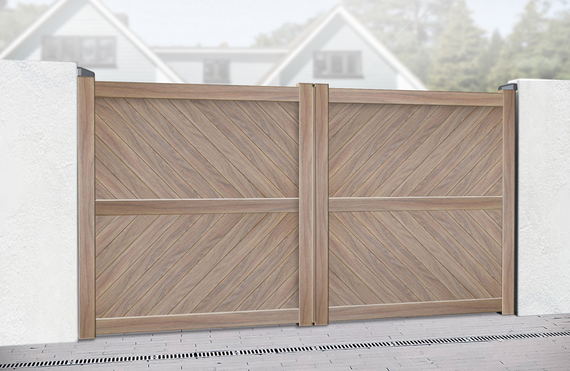 Diagonal Boarded Aluminium Driveway Gates