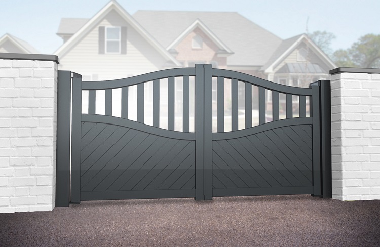 Dorset aluminium driveway gates powder coated anthracite grey