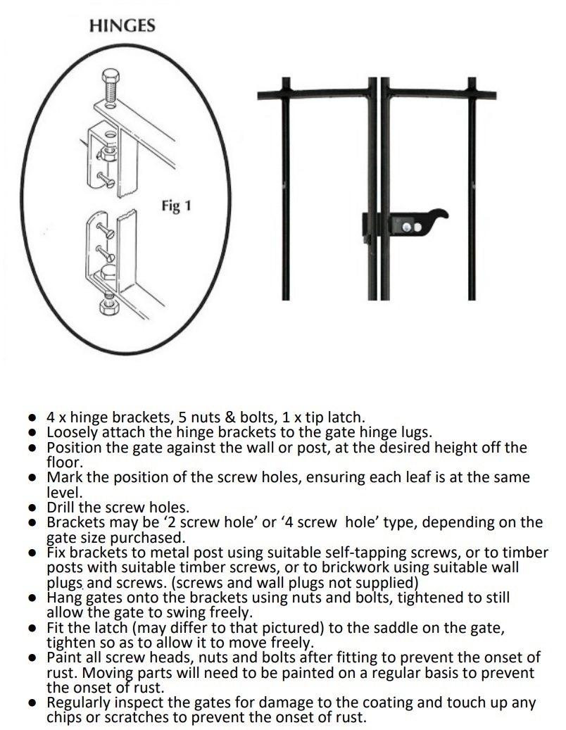 Regent driveway gates hinge and latch layout