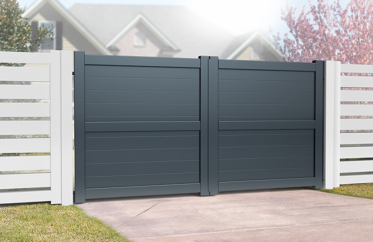 Kensington aluminium driveway gates powder coated anthracite grey