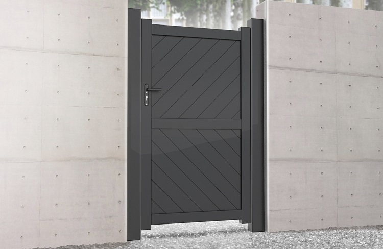 London aluminium pedestrian gate powder coated anthracite grey