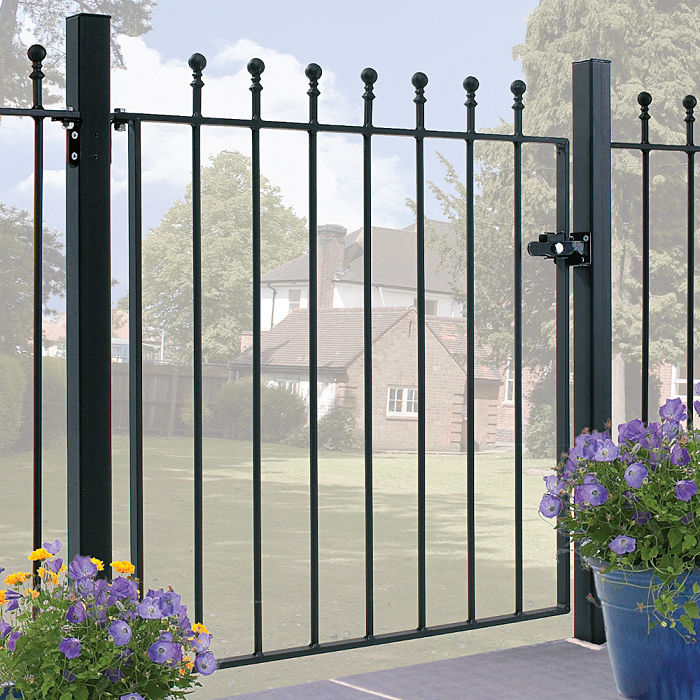 Ball top metal garden gate