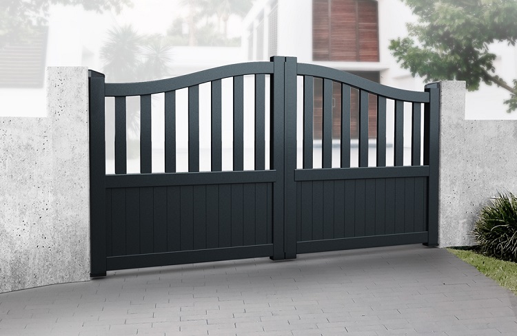 Sussex aluminium driveway gates powder coated black