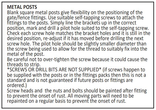 Universal gate post fitting information