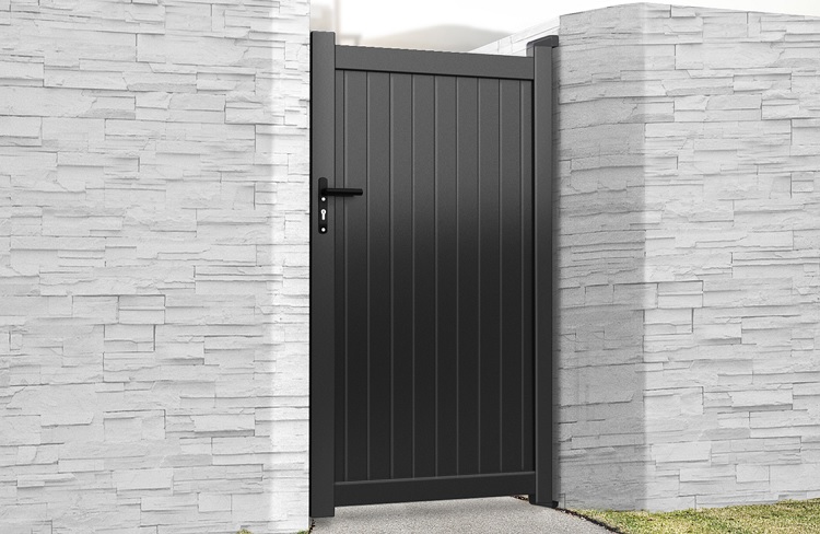 Surrey aluminium pedestrian gate powder coated black