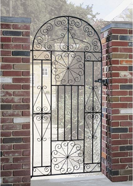 Regency Arched Wrought Iron Style Metal Side Gate